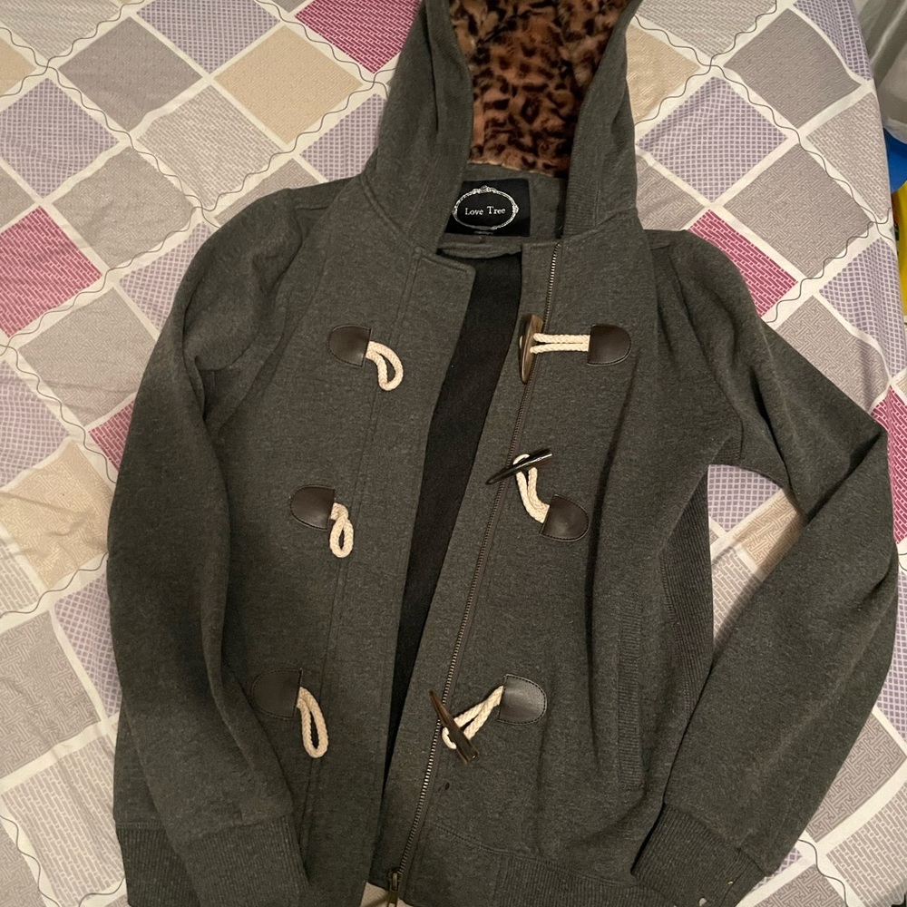 Love Tree Charcoal Toggle Utility Jacket